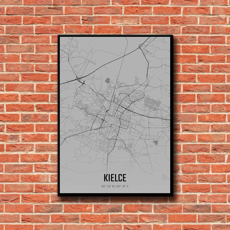 Plakat Kielce fog tło ściana czerwone cegły