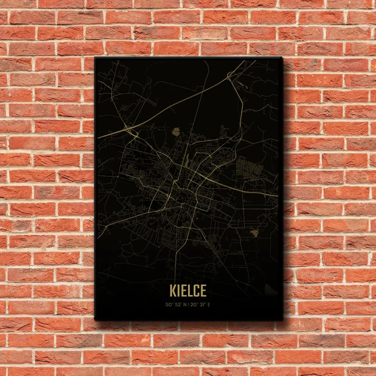 Plakat Kielce amber night tło ściana czerwone cegły