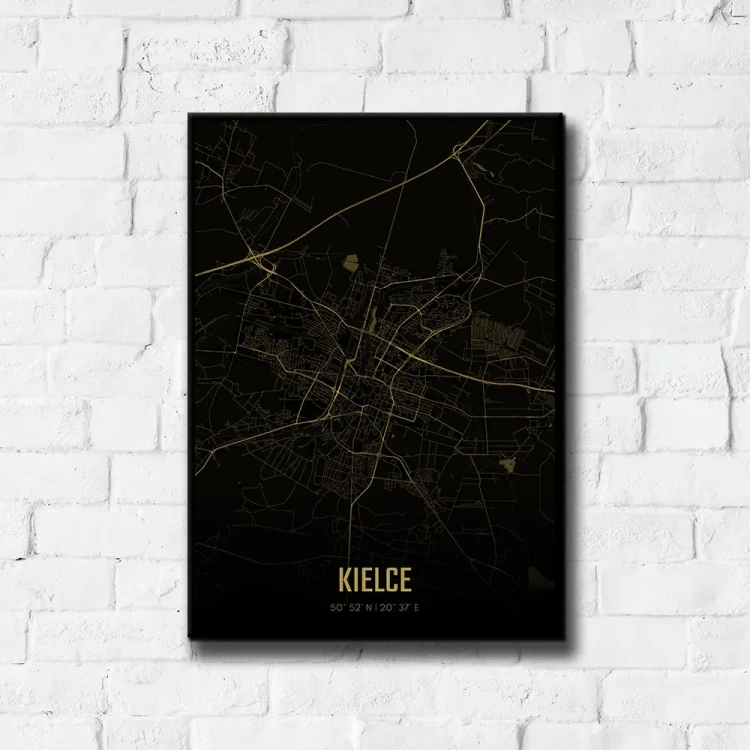 Plakat Kielce amber night tło ściana białe cegły