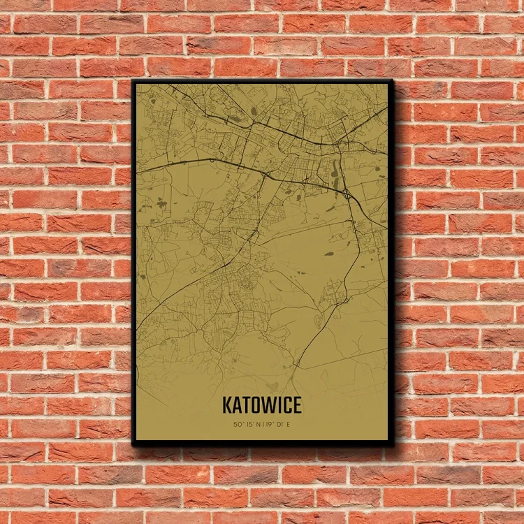 Plakat Katowice amber tło ściana czerwone cegły