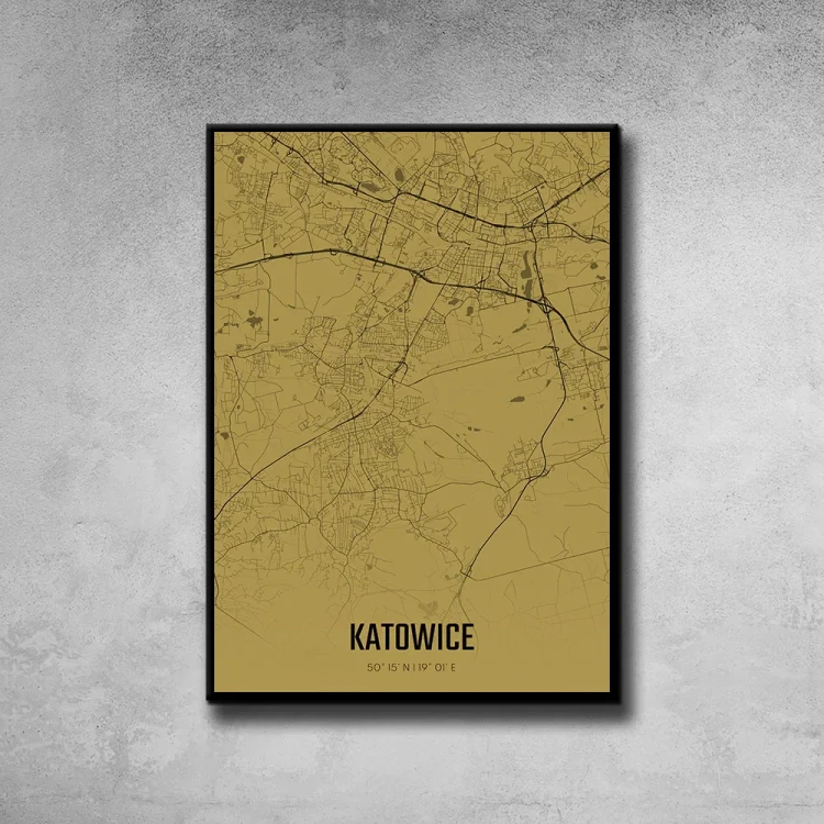 Plakat Katowice amber tło ściana szary beton