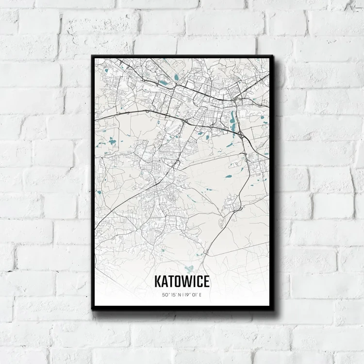 Plakat Katowice day tło ściana białe cegły