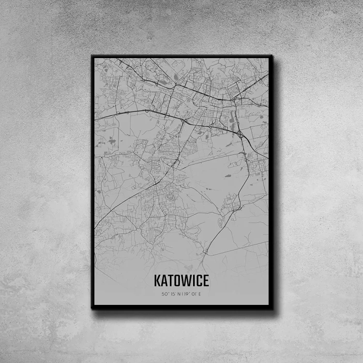 Plakat Katowice fog tło ściana szary beton