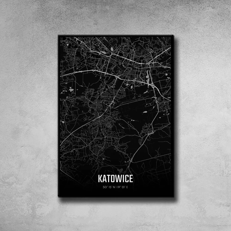 Plakat Katowice night tło ściana szary beton