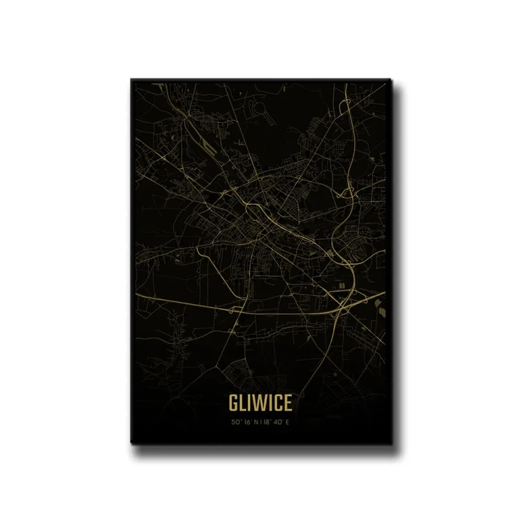 Plakat Gliwice amber night białe tło