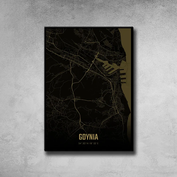 Plakat Gdynia amber night tło ściana szary beton