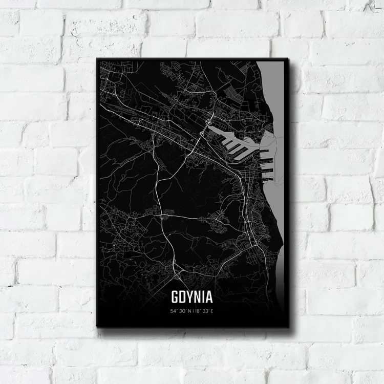 Plakat Gdynia night tło ściana białe cegły