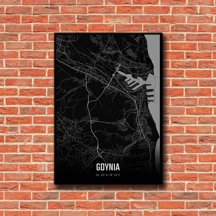 Plakat Gdynia night tło ściana czerwone cegły