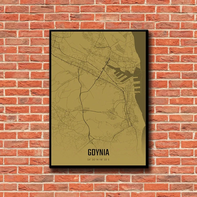 Plakat Gdynia amber tło ściana czerwone cegły