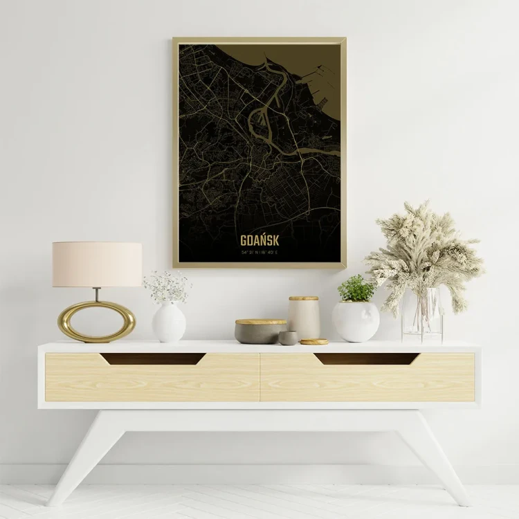 Plakat Gdańsk amber night mockup
