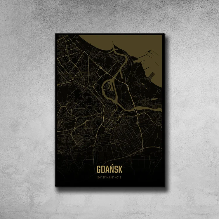 Plakat Gdańsk amber night tło ściana szary beton