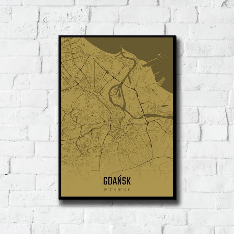 Plakat Gdańsk amber tło ściana białe cegły