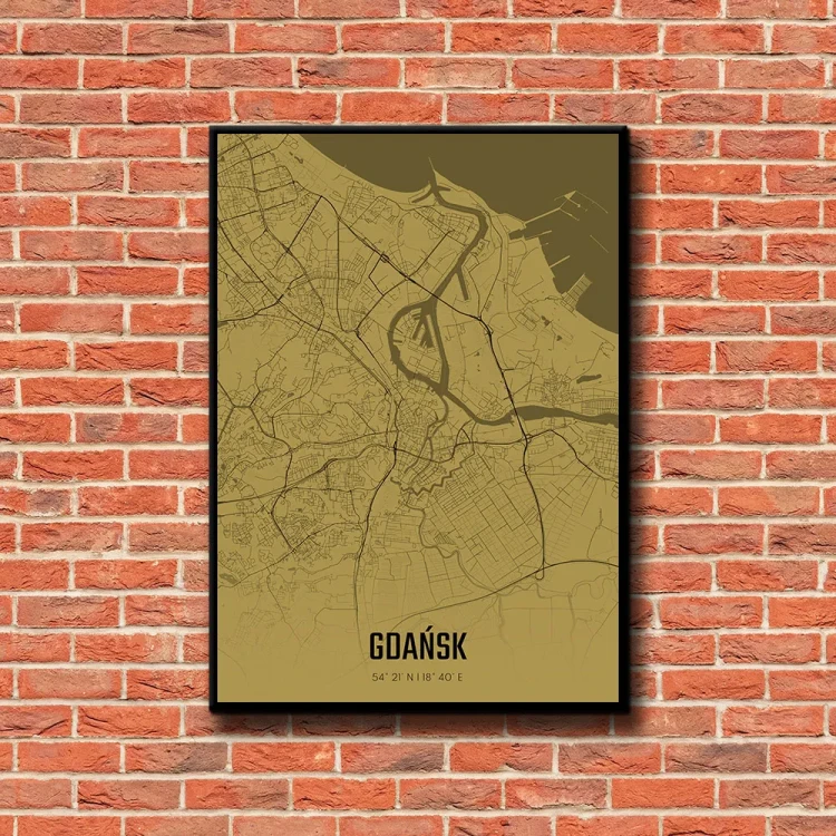 Plakat Gdańsk amber tło ściana czerwone cegły