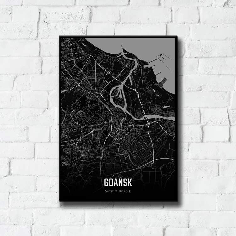 Plakat Gdańsk night tło ściana białe cegły
