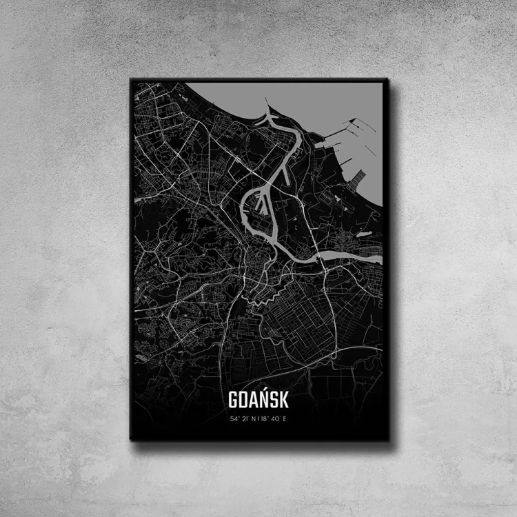 Plakat Gdańsk night tło ściana szary beton