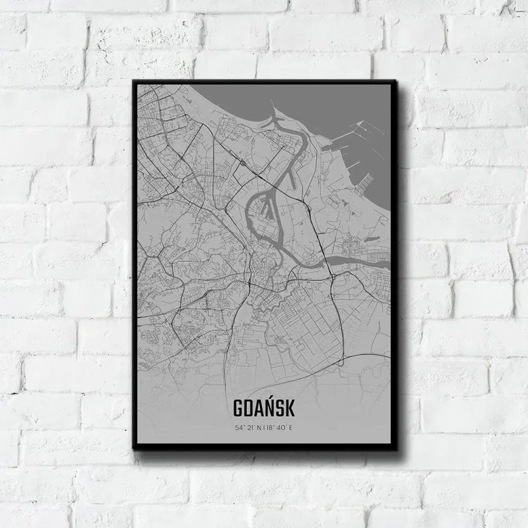 Plakat Gdańsk fog tło ściana białe cegły