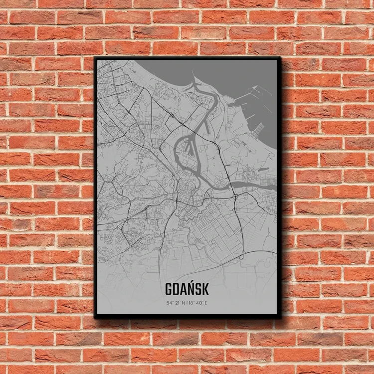 Plakat Gdańsk fog tło ściana czerwone cegły