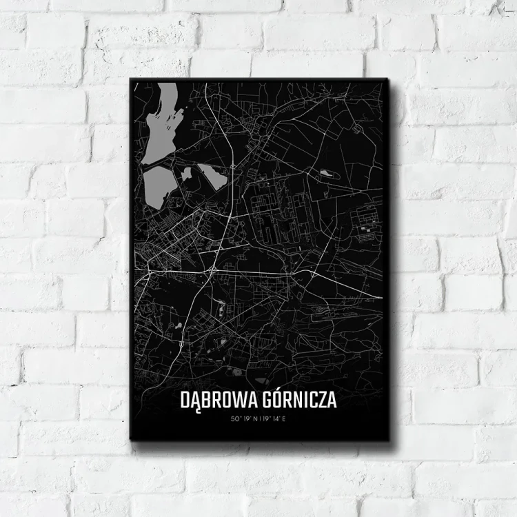 Plakat Dąbrowa Górnicza night tło ściana białe cegły