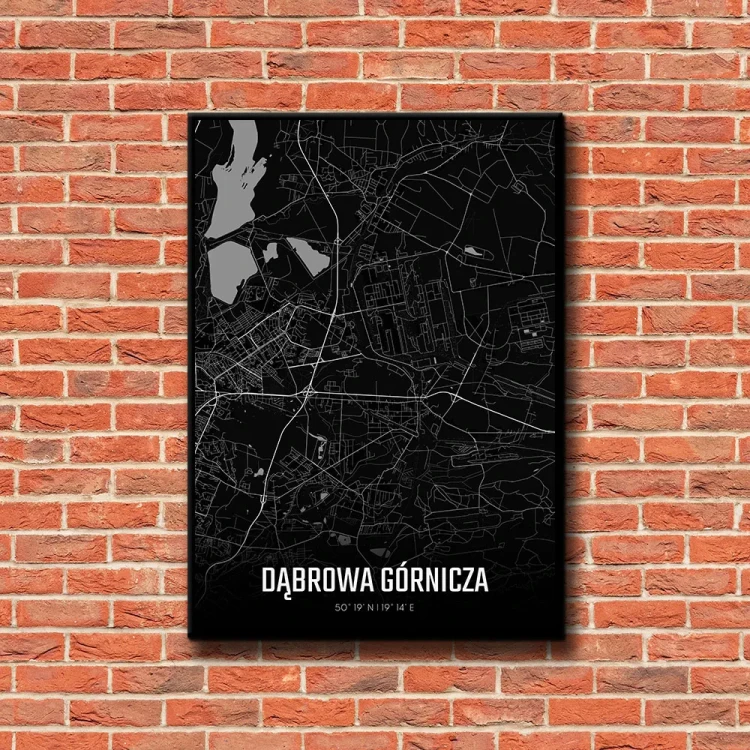 Plakat Dąbrowa Górnicza night tło ściana czerwone cegły