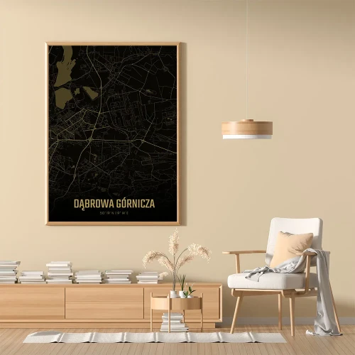 Plakat Dąbrowa Górnicza amber night mockup