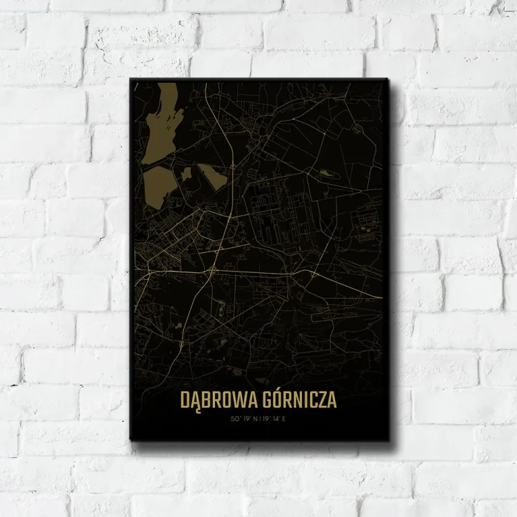 Plakat Dąbrowa Górnicza amber night tło ściana białe cegły