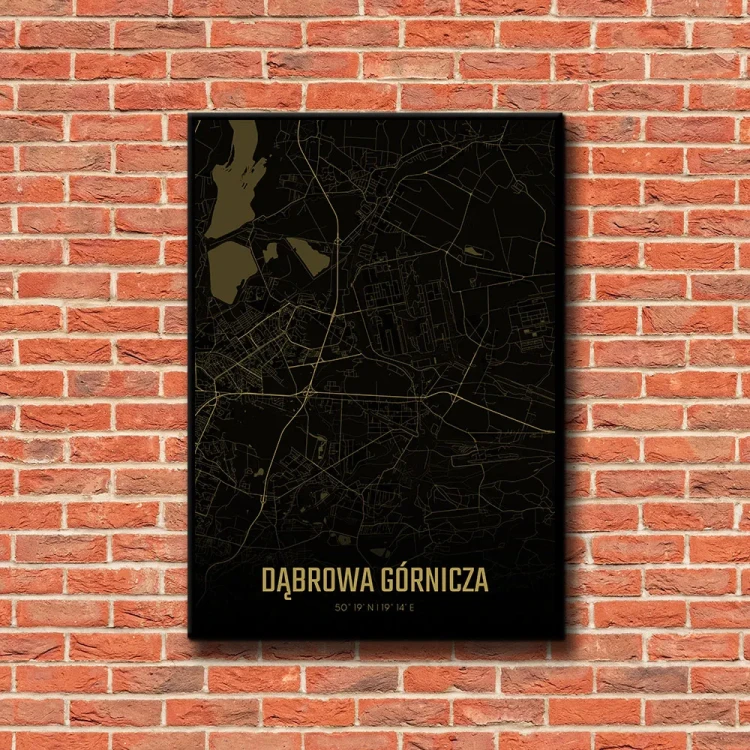 Plakat Dąbrowa Górnicza amber night tło ściana czerwone cegły