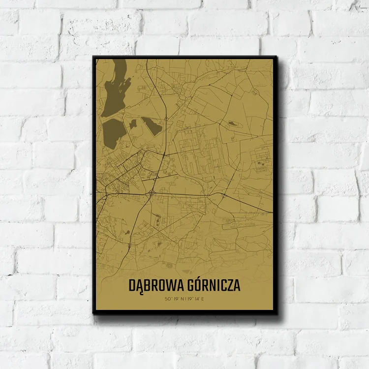 Plakat Dąbrowa Górnicza amber tło ściana białe cegły
