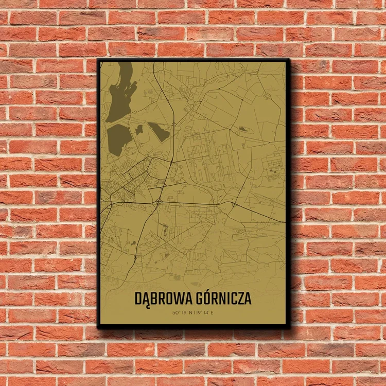 Plakat Dąbrowa Górnicza amber tło ściana czerwone cegły