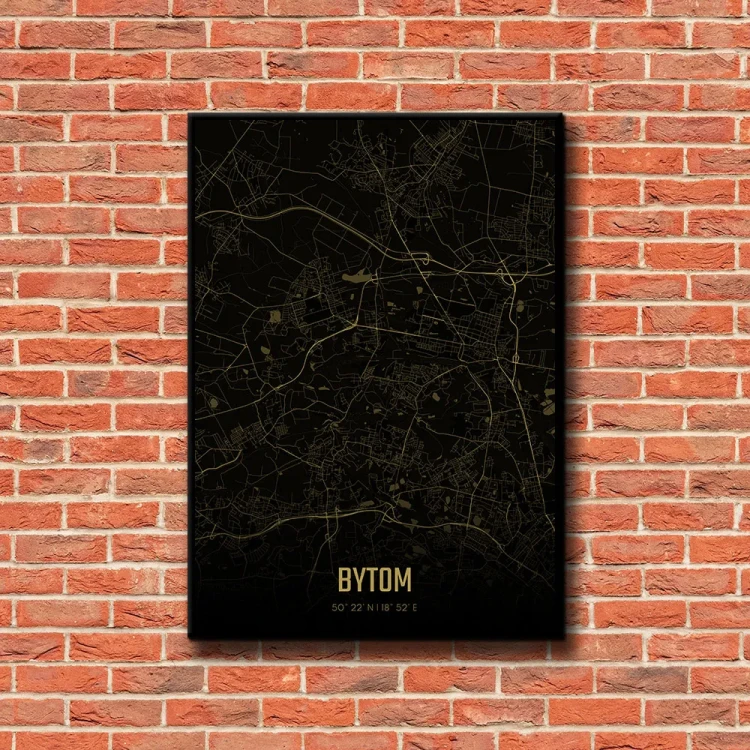 Plakat Bytom amber night tło ściana czerwone cegły
