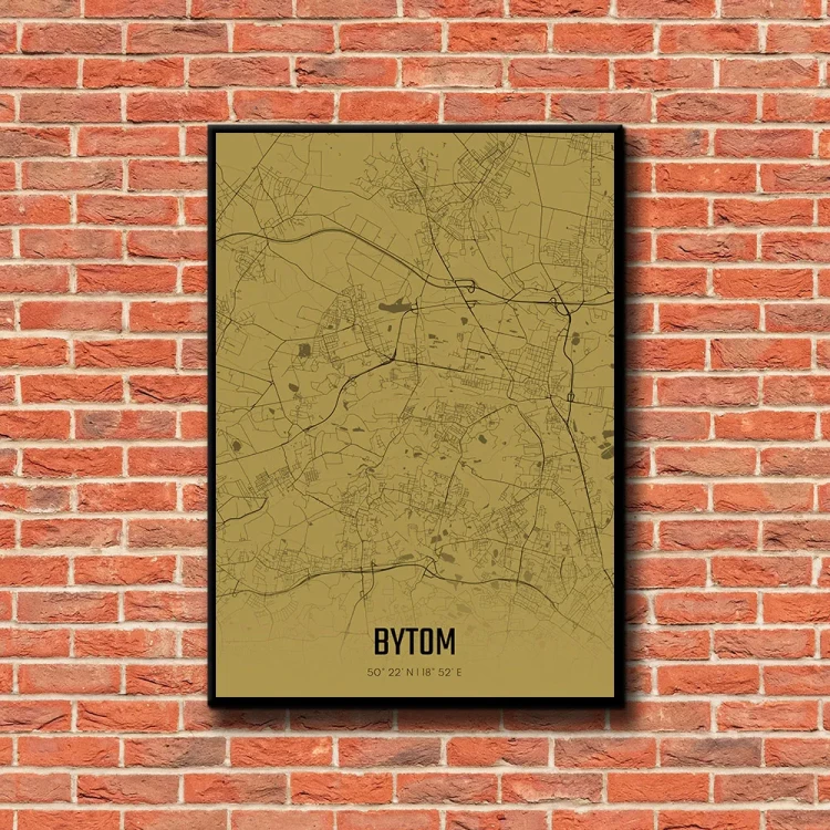 Plakat Bytom amber tło ściana czerwone cegły