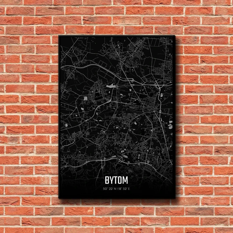 Plakat Bytom night tło ściana czerwone cegły
