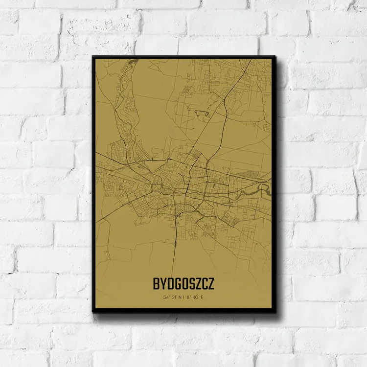 Plakat Bydgoszcz amber tło ściana białe cegły