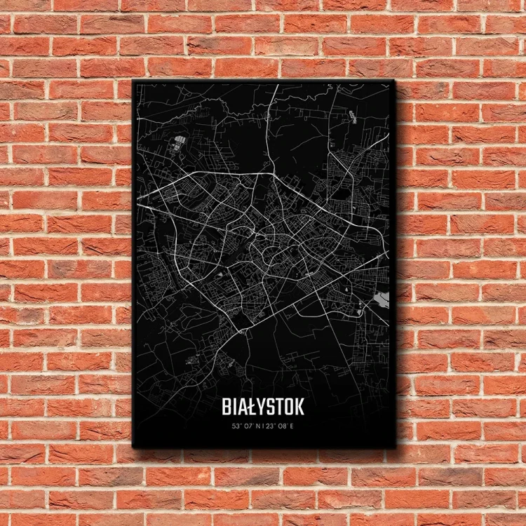 Plakat Białystok night tło ściana czerwone cegły