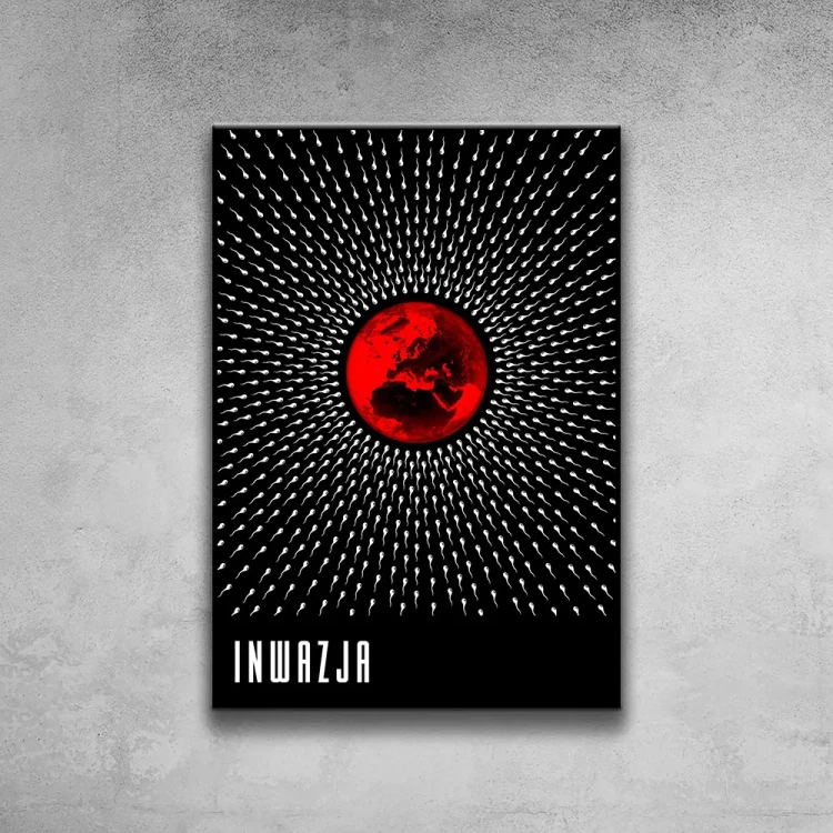 Plakat Inwazja tło ściana szary beton
