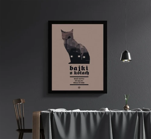 Plakat Bajki o kotach mockup