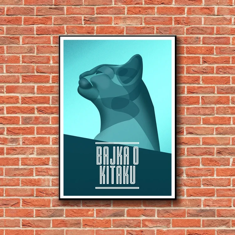Plakat Bajka o kitaku tło ściana czerwone cegły