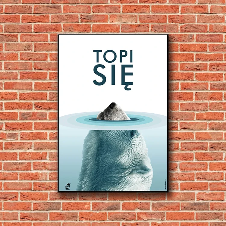 Plakat Topi Się tło ściana czerwone cegły