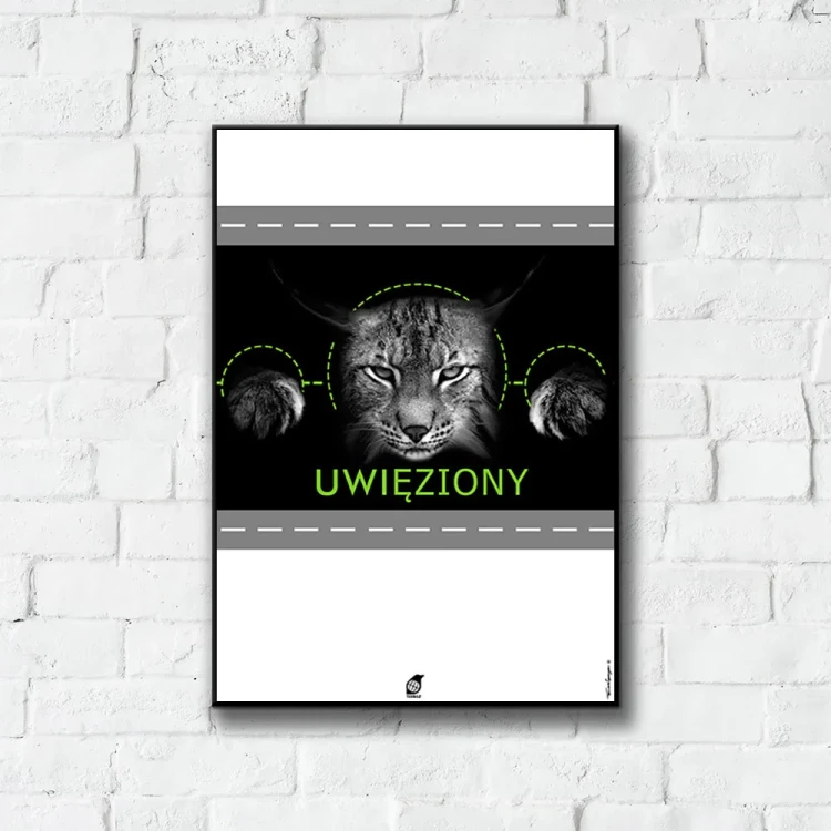 Plakat Uwięziony tło ściana białe cegły