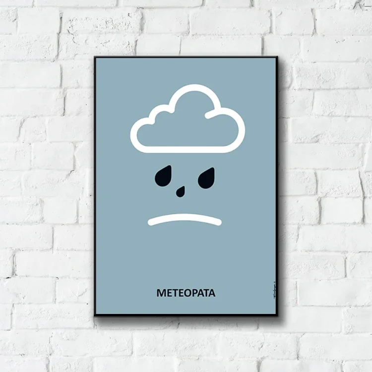 Plakat Meteopata tło ściana białe cegły