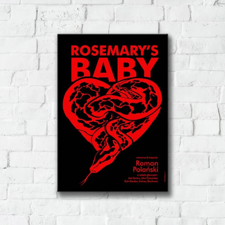 Plakat Rosemary's Baby tło ściana białe cegły