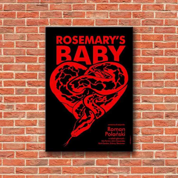 Plakat Rosemary's Baby tło ściana czerwone cegły
