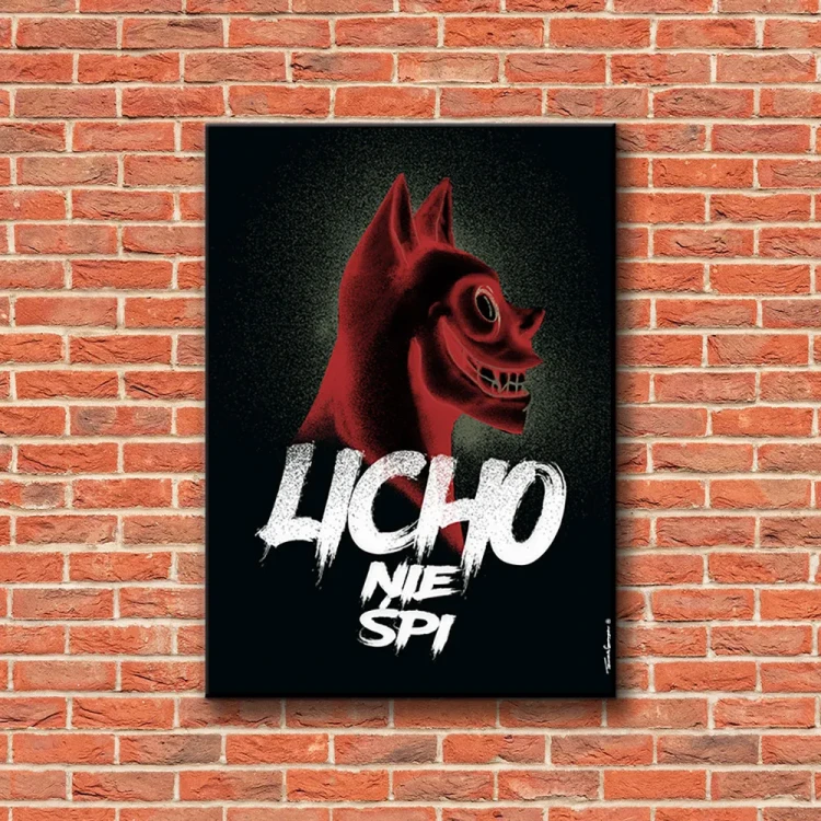 Plakat Licho nie Śpi tło ściana czerwone cegły