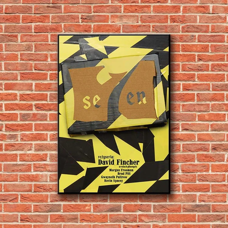 Plakat Se7en siedem tło ściana czerwone cegły