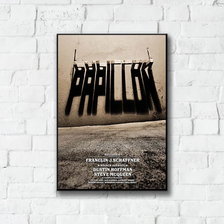 Plakat Papillon tło ściana białe cegły