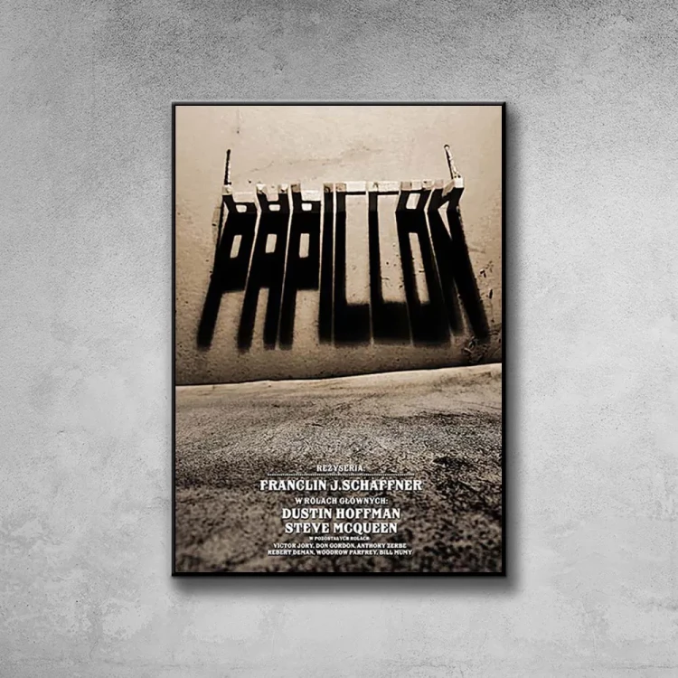 Plakat Papillon tło ściana szary beton