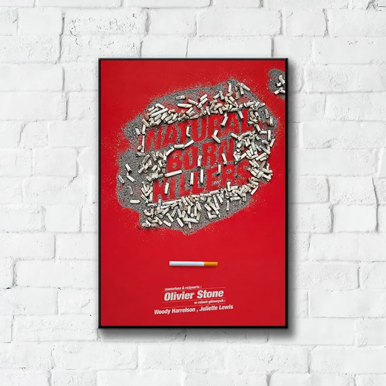 Plakat Natural Born Killers tło ściana białe cegły