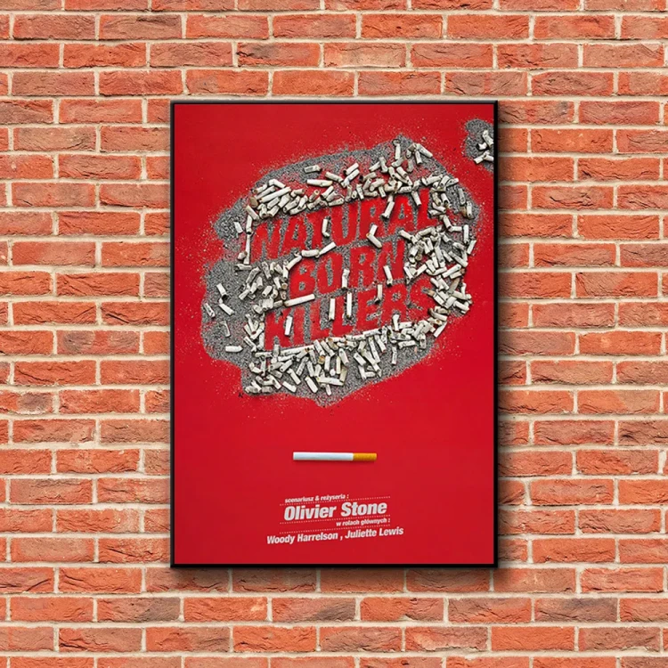 Plakat Natural Born Killers tło ściana czerwone cegły