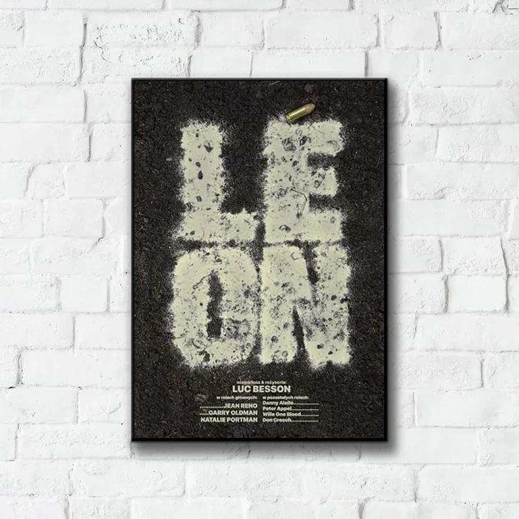 Plakat Leon tło ściana białe cegły