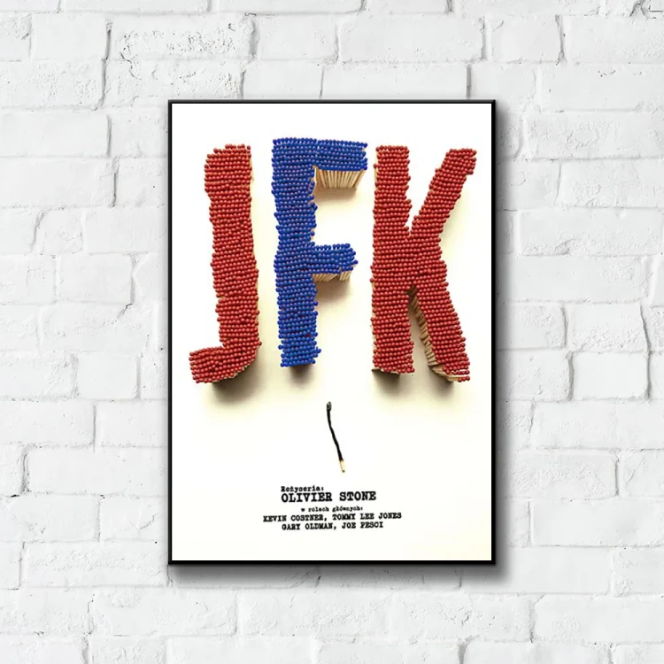 Plakat JFK tło ściana białe cegły