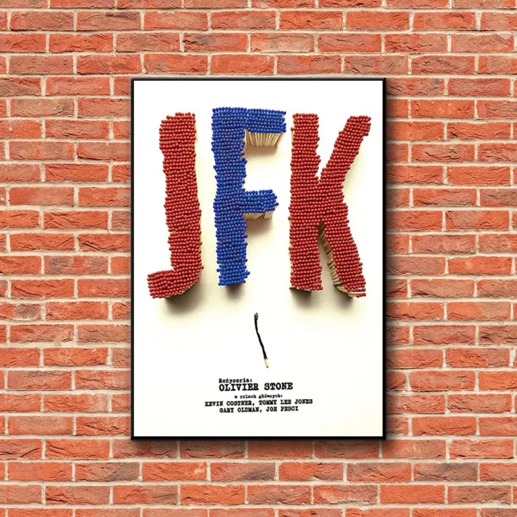 Plakat JFK tło ściana czerwone cegły